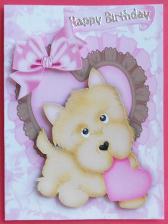 Cute Puppy with Heart on Frilly Frame by Eunice Roberts