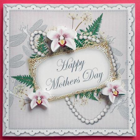 White Orchids Mothers Day 8in Vintage Decoupage Topper by Eunice Roberts