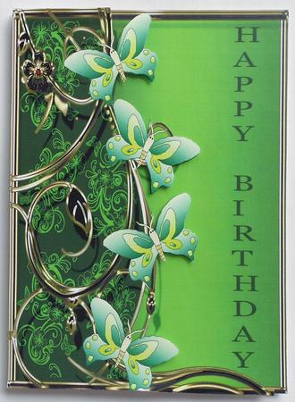 Green Floral Butterfly Birthday Topper by Eunice Roberts