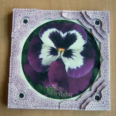 Purple Pansy & Square Lace Frame Step by Step Corner Stacker by Eunice Roberts