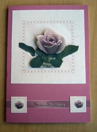 Pink Rose in Lace and Pearl Frame by Eunice Roberts