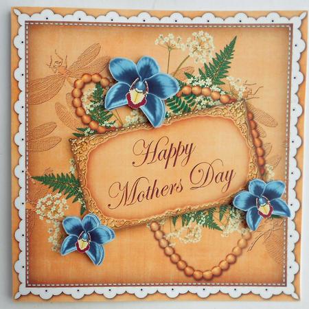 Teal O Orchid Happy Mothers Day 8in Vintage Decoupage Topper by Eunice Roberts