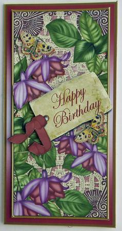 Plum Fushsia Happy Birthday Dl Topdown Topper by Eunice Roberts