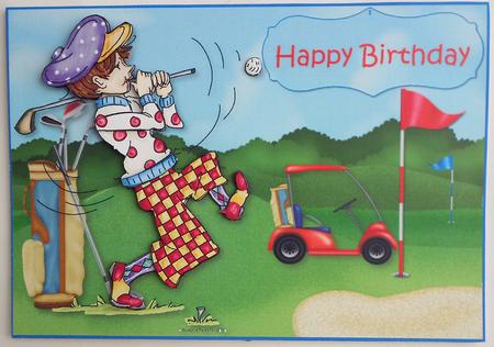Wacky Male Golfer Card Front and Decoupage by Eunice Roberts