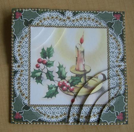 Christmas Candle 2 6inch Duo Corner Stack Card Front by Eunice Roberts