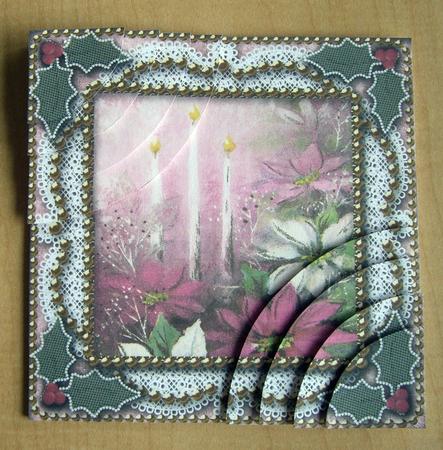 Pink Poinsettias 2 6inch Duo Corner Stack Card Front by Eunice Roberts