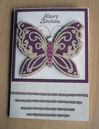 Large Shy Beauty Butterfly Card Topper/ Card Front 1 by Eunice Roberts