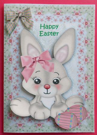 Easter Bunny in Pretty Floral Frame A4 by Eunice Roberts