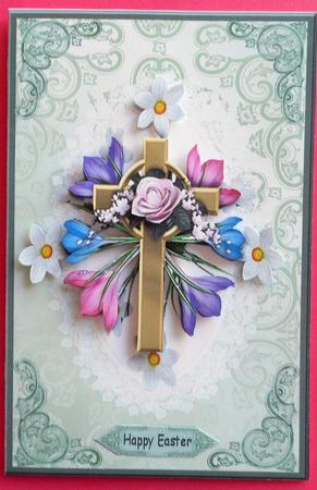 Flowers on Cross, Easter/confirmation/sympathy Card by Eunice Roberts