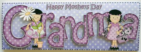 Girlz Mothers Day Grandma Large Dl Quick Card 3D Decoupage by Eunice Roberts