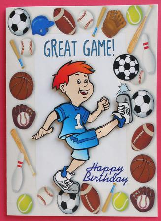 Great Game Footballer in Sports Frame A4 by Eunice Roberts
