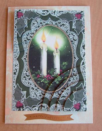 Christmas Candle Duo Lace 7x5inch Duo Corner Stacker by Eunice Roberts