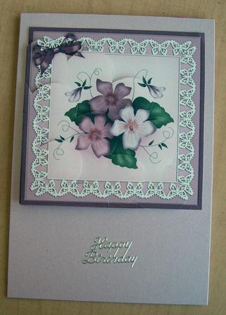 Pretty Viola Quick Card Shell Edged Corner Side Stacker by Eunice Roberts