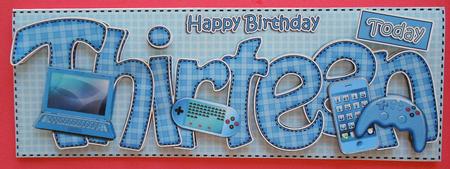 13th Birthday Large Dl Quick Card N 3D Decoupage by Eunice Roberts