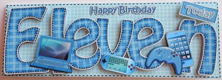 11th Birthday Large Dl Quick Card N 3D Decoupage by Eunice Roberts