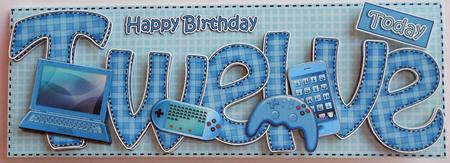 12th Birthday Large Dl Quick Card N 3D Decoupage by Eunice Roberts