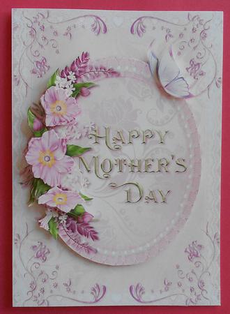 Mothers Day Flowers and Butterfly on Lace by Eunice Roberts