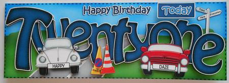 21st Birthday Large Dl Quick Card N 3D Decoupage by Eunice Roberts