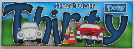 30th Birthday Large Dl Quick Card N 3D Decoupage by Eunice Roberts