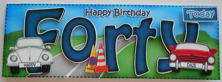 40th Birthday Large Dl Quick Card N 3D Decoupage by Eunice Roberts