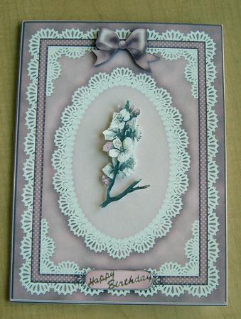 A4 Pearls, Lace and Ribbon Plain Card Base by Eunice Roberts