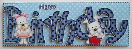 Westie Dog's Large Dl Birthday 3D Decoupage by Eunice Roberts