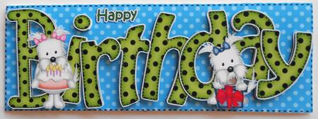 Westie Dog's Large Dl Birthday 3D Decoupage by Eunice Roberts