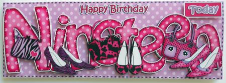 19th Birthday Large Dl Quick Card N 3D Decoupage by Eunice Roberts