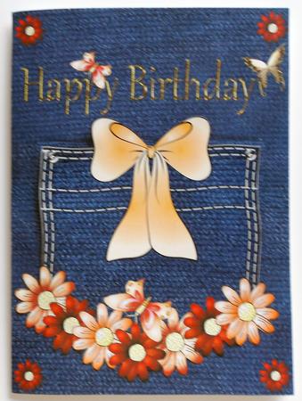 Orange Daisy Happy Birthday Pocket Topper by Eunice Roberts