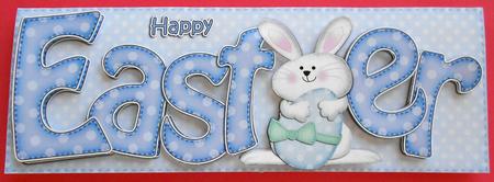 Large Dl Easter Bunny Boy Quick Card & 3D Decoupage by Eunice Roberts