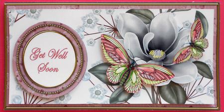 Pink Butterfly Get Well Soon Dl Decoupage Topper by Eunice Roberts