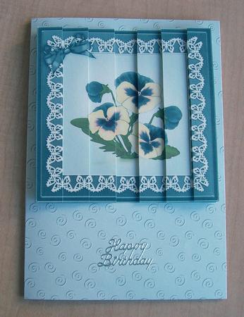 Pansy on Butterfly Lace Quick Card with Side Stacker Topper by Eunice Roberts