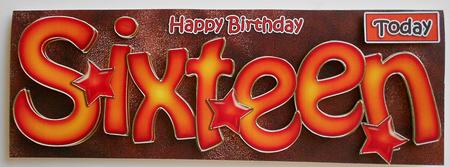 16th Birthday Large Dl Quick Card N 3D Decoupage by Eunice Roberts