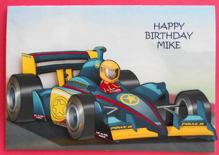 Formula 1 Racing Car Dude Blue A4 by Eunice Roberts