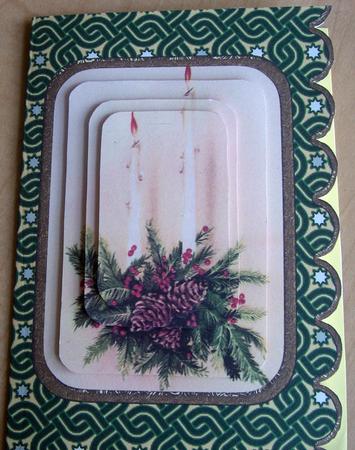 Christmas Candles A5 Scallop Edge Card by Eunice Roberts