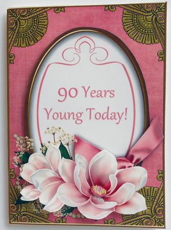 Pink Magnolia 90 Years Young Today! Oval 7x5in Step by Step by Eunice Roberts