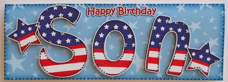 Usa Flag Birthday Son Large Dl Quick Card 3D Decoupage by Eunice Roberts