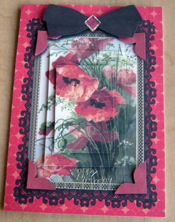 Poppies A5 Lace Decoupage Card Front Step by Step by Eunice Roberts