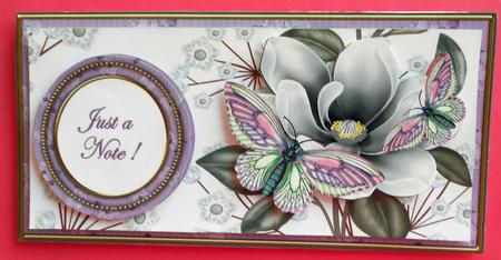 Lilac Butterfly Just a Note Dl Decoupage Topper by Eunice Roberts