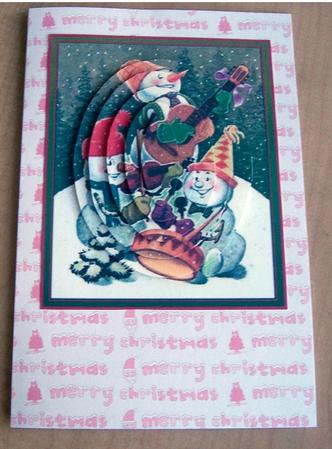 Snowman Band Pyramid Card Front by Eunice Roberts
