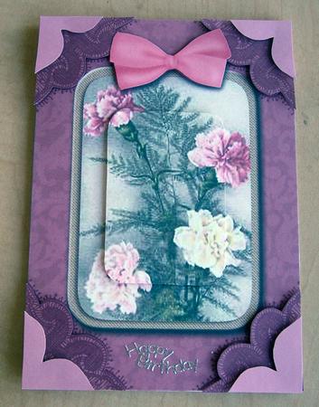 Carnation Spray A5 Decoupage Card Front Step by Step by Eunice Roberts