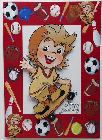 Birthday Boy Sports A4 Red Frame by Eunice Roberts