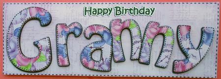Large Dl Birthday Granny Card & 3D Decoupage by Eunice Roberts