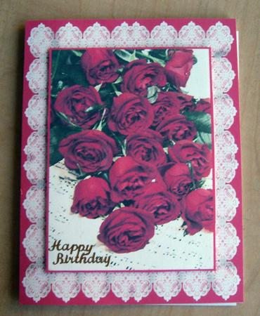 A4 Red Roses and Lace by Eunice Roberts