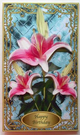 Three Lilies Large Card Front 8 by Eunice Roberts