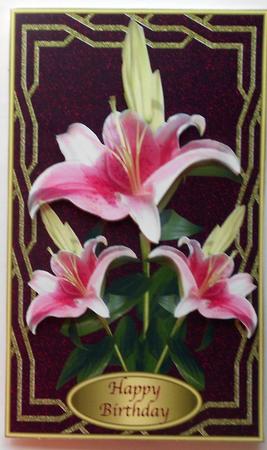 Three Lilies Large Card Front 4 by Eunice Roberts