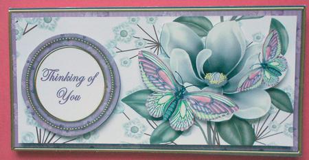 Lilac Butterfly Thinking of You Dl Decoupage Topper by Eunice Roberts