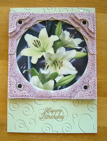White Lily & Purple Square Lace by Eunice Roberts