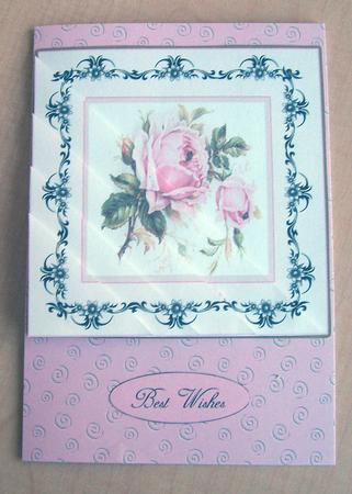 Pretty Pink Rose and Lace Card for Most Occasions by Eunice Roberts