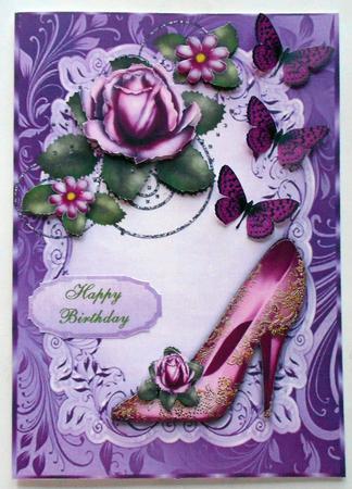 Beautiful Pink & Gold Shoe with Roses by Eunice Roberts